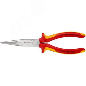 Длинногубцы с режущими кромками VDE 1000V полукруглые прямые губки резка - проволока средней твердости 32мм твердая проволока 22мм L=200мм диэлкектрические хромированные двухкомпонентные рукоятки блистер - фото 3