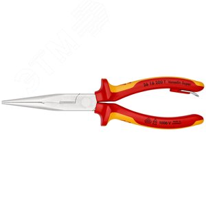 Длинногубцы с режущими кромками VDE 1000V полукруглые прямые губки резка - проволока средней твердости 32мм твердая проволока 22мм L=200мм диэлкектрические хромированные двухкомпонентные рукоятки крепление для страховки - фото 3
