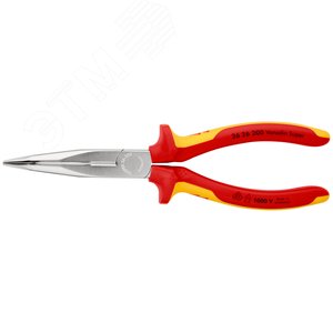 Длинногубцы с режущими кромками VDE 1000V полукруглые губки 40° рез: проволока средней твёрдости 32 мм твёрдая проволока 22 мм L-200 мм диэлектрические хромированные 2-компонентные рукоятки - фото 3