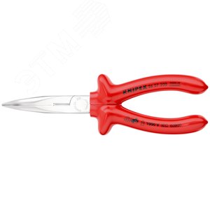 Длинногубцы с режущими кромками VDE 1000V полукруглые губки 40° рез: проволока средней твёрдости 32 мм твёрдая проволока 22 мм L-200 мм диэлектрические хромированные обливные рукоятки - фото 3