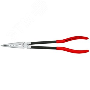 Плоскогубцы монтажные c поперечным профилем для захватных юстировочных и монтажных операций в труднодоступных местах губки 45° L-280 мм чёрные обливные рукоятки - фото 3