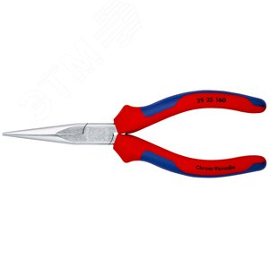 Плоскогубцы телефониста плоскокруглые губки 54 мм с крестообразной насечкой L-160 мм хромированные двукомпонентные рукоятки - фото 3