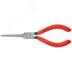 Длинногубцы плоские прямые гладкие губки 55 мм L-160 мм чёрные обливные рукоятки - фото 3