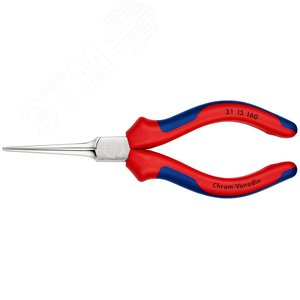 Длинногубцы плоские прямые гладкие губки 55 мм L-160 мм хромированные двукомпонентные рукоятки - фото 3