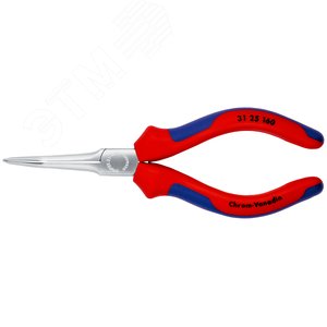 Длинногубцы плоские гладкие губки 55 мм под 45° L-160 мм хромированные двукомпонентные рукоятки - фото 3