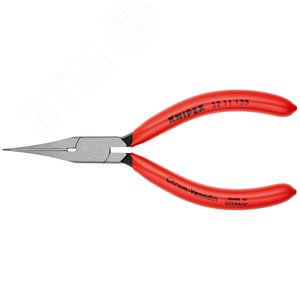 Плоскогубцы для регулировки реле прямые узкие плоские губки без насечки 34 мм L-135 мм чёрные обливные рукоятки - фото 3