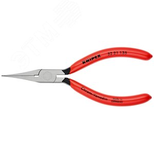 Плоскогубцы для регулировки реле прямые широкие плоские губки без насечки 34 мм L-135 мм чёрные обливные рукоятки - фото 3