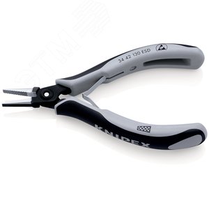 Прецизионные плоскогубцы захватные для электроники антистатические вороненые 130 мм - фото 2