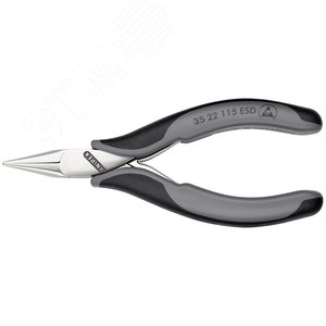 Плоскогубцы ЕSD захватные антистатические для электроники плоскокруглые губки L-115 мм 2-компонентные рукоятки блистер - фото 3