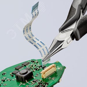 Плоскогубцы ЕSD захватные антистатические для электроники плоскокруглые губки L-115 мм 2-компонентные рукоятки блистер - фото 4