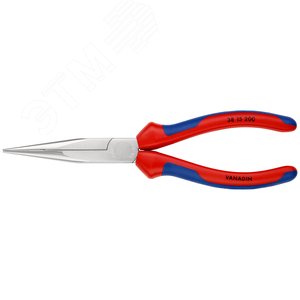 Плоскогубцы механика плоскокруглые губки с крестовой насечкой L-200 мм хромированные 2-компонентные рукоятки - фото 3