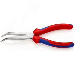 Плоскогубцы механика плоскокруглые губки под углом 40° с крестовой насечкой L-200 мм хромированные 2-компонентные рукоятки - фото 2