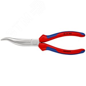 Плоскогубцы механика плоскокруглые изогнутые губки с крестовой насечкой L-200 мм хромированные 2-компонентные рукоятки - фото 3