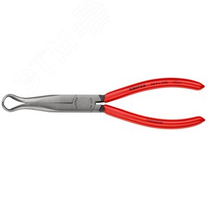 Плоскогубцы механика плоскокруглые губки под углом 45° с крестовой насечкой для захвата свечей зажигания L-200 мм чёрные обливные рукоятки - фото 3