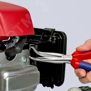 Плоскогубцы механика плоскокруглые губки под углом 45° с крестовой насечкой для захвата свечей зажигания L-200 мм хромированные 2-компонентные рукоятки - фото 8