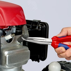 Плоскогубцы механика плоскокруглые губки под углом 45° с крестовой насечкой для захвата свечей зажигания L-200 мм хромированные 2-компонентные рукоятки - фото 10