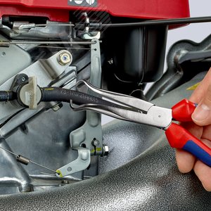 Плоскогубцы механика плоскокруглые губки под углом 45° с крестовой насечкой для захвата свечей зажигания L-200 мм хромированные 2-компонентные рукоятки - фото 14