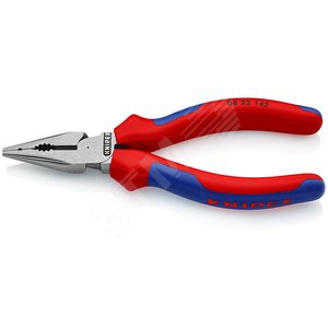 Изображение товара Пассатижи остроконечные с удлиненными губками резка - проволока средней твердости 3мм твердая проволока 2мм кабель 8мм (16мм) L=145мм двухкомпонентные рукоятки блистер цвет черный (шт)