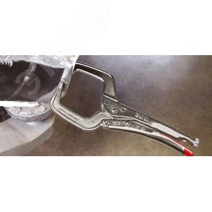 Зажим сварочный для больших заготовок с рёбрами до 40 мм размеры под квадрат 90 мм L-280 мм оцинкованный - фото 2