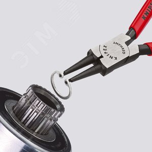 Щипцы для внутренних стопорных колец прямые губки посадочный размер 12-25мм диаметр наконечников 13мм L=140мм Cr-V обливные рукоятки блистер цвет черный - фото 4