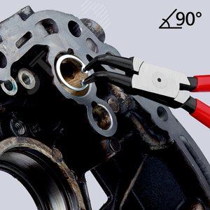 Щипцы для внутренних стопорных колец губки под углом 90° посадочный размер 19 - 60 мм диаметр наконечников 18 мм L-170 мм Cr-V чёрные обливные рукоятки блистер - фото 4