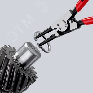 Щипцы для внешних стопорных колец прямые губки посадочный размер 10-25мм диаметр наконечников 13мм L=140мм Cr-V черные обливные рукоятки - фото 4