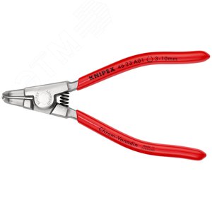 Щипцы для внешних стопорных колец губки под углом 90° посадочный размер 3 - 10 мм диаметр наконечников 09 мм L-125 мм Cr-V хромированные обливные рукоятки - фото 3