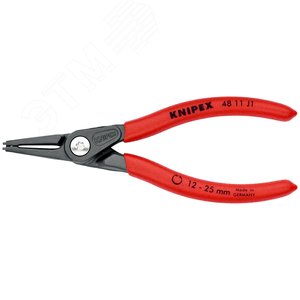 Щипцы прецизионные для внутренних стопорных колец прямые губки посадочный размер 12-25мм диаметр наконечников 13мм L=140мм Cr-V обливные рукоятки блистер цвет черный - фото 3