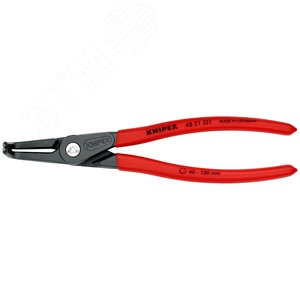 Щипцы прецизионные для внутренних стопорных колец губки под углом 90° посадочный размер 40 - 100 мм диаметр наконечников 23 мм L-210 мм Cr-V чёрные обливные рукоятки блистер - фото 3