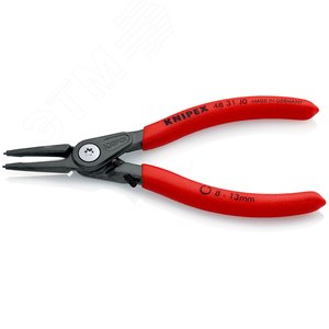 Щипцы прецизионные для внутренних стопорных колец с ограничителем раскрытия прямые губки посадочный размер 8-13мм диаметр наконечников 09мм L=140мм Cr-V черные обливные рукоятки - фото 2