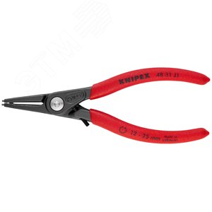 Щипцы прецизионные для внутренних стопорных колец с ограничителем раскрытия прямые губки посадочный размер 12-25мм диаметр наконечников 13мм L=140мм Cr-V черные обливные рукоятки - фото 3