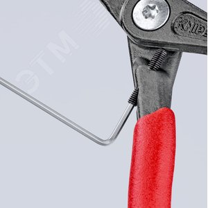 Щипцы прецизионные для внутренних стопорных колец с ограничителем раскрытия губки под углом 90° посадочный размер 12 - 25 мм диаметр наконечников 13 мм L-130 мм Cr-V чёрные обливные рукоятки - фото 5