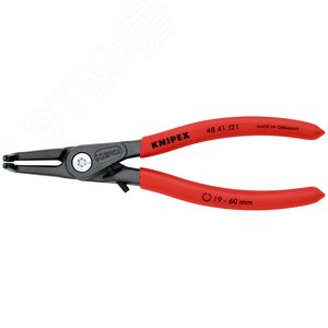 Щипцы прецизионные для внутренних стопорных колец с ограничителем раскрытия губки под углом 90° посадочный размер 19 - 60 мм диаметр наконечников 18 мм L-165 мм Cr-V чёрные обливные рукоятки - фото 3