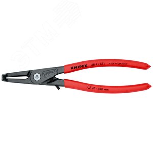 Щипцы прецизионные для внутренних стопорных колец с ограничителем раскрытия губки под углом 90° посадочный размер 40 - 100 мм диаметр наконечников 23 мм L-210 мм Cr-V чёрные обливные рукоятки - фото 3