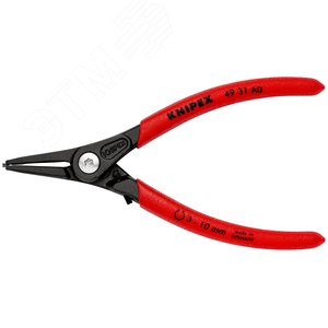 Щипцы прецизионные для внешних стопорных колец с ограничителем раскрытия прямые губки посадочный размер 3-10мм диаметр наконечников 09мм L=140мм Cr-V черные обливные рукоятки - фото 3