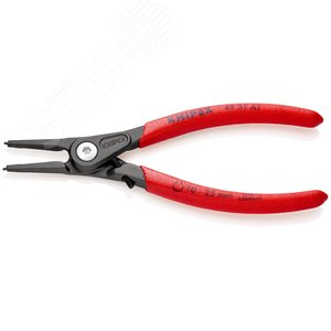 Щипцы прецизионные для внешних стопорных колец с ограничителем раскрытия прямые губки посадочный размер 10-25мм диаметр наконечников 13мм L=140мм Cr-V черные обливные рукоятки - фото 2