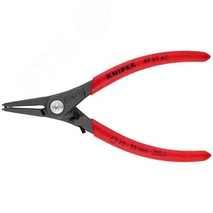 Щипцы прецизионные для внешних стопорных колец с ограничителем раскрытия прямые губки посадочный размер 10-25мм диаметр наконечников 13мм L=140мм Cr-V черные обливные рукоятки - фото 3