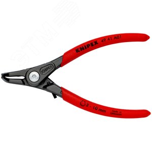 Щипцы прецизионные для внешних стопорных колец с ограничителем раскрытия губки под углом 90° посадочный размер 3 - 10 мм диаметр наконечников 09 мм L-130 мм Cr-V чёрные обливные рукоятки - фото 3