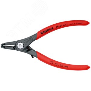 Щипцы прецизионные для внешних стопорных колец с ограничителем раскрытия губки под углом 90° посадочный размер 10 - 25 мм диаметр наконечников 13 мм L-130 мм Cr-V чёрные обливные рукоятки - фото 3