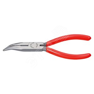 Длинногубцы с режущими кромками (плоскогубцы радиомонтажные) полукруглые губки 40° рез: проволока средней твёрдости 25 мм твёрдая проволока 16 мм L-160 мм чёрные обливные рукоятки - фото 1