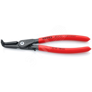 Изображение товара Щипцы прецизионные для внутренних стопорных колец с ограничителем раскрытия губки под углом 90° посадочный размер 40 - 100 мм диаметр наконечников 23 мм L-210 мм Cr-V чёрные обливные рукоятки (шт)