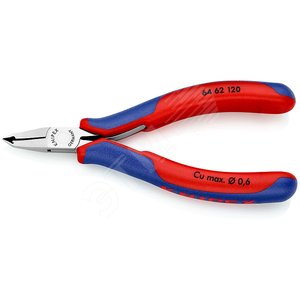 Кусачки торцевые для электроники узкие режущие кромки с маленькой фаской под 65° с пружиной рез: мягкая проволока 06 мм L-120 мм зеркальная полировка двукомпонентные рукоятки - фото 1