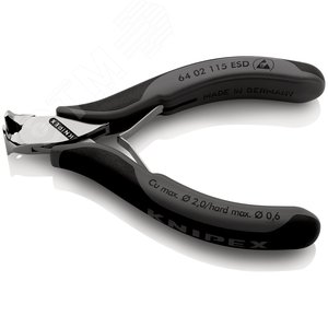 Кусачки торцевые ESD для электроники антистатические режущие кромки с маленькой фаской с пружиной резка - мягкая проволока 2мм средней твердости 1мм твердая 06мм L=115мм зеркальная полировка двукомпонентные рукоятки - фото 2