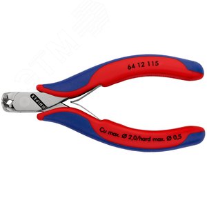 Кусачки торцевые для электроники режущие кромки без фаски с пружиной резка - мягкая проволока 14мм проволока средней твердости 08мм L=115мм зеркальная полировка двукомпонентные рукоятки - фото 3