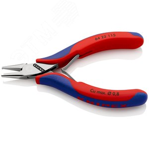 Кусачки торцевые для электроники узкие режущие кромки с маленькой фаской с пружиной резка - мягкая проволока 08мм L=115мм зеркальная полировка двукомпонентные рукоятки - фото 2