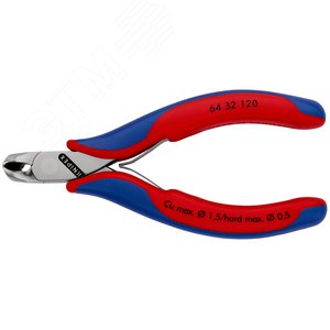 Кусачки торцевые для электроники режущие кромки с маленькой фаской под 15° с пружиной рез: мягкая проволока 15 мм проволока средней твёрдости 1 мм твёрдая проволока 05 мм L-120 мм зеркальная полировка двукомпонентные рукоятки - фото 3