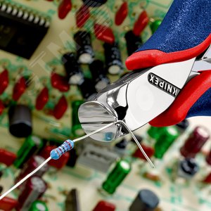 Кусачки торцевые для электроники режущие кромки с маленькой фаской под 15° с пружиной рез: мягкая проволока 15 мм проволока средней твёрдости 1 мм твёрдая проволока 05 мм L-120 мм зеркальная полировка двукомпонентные рукоятки - фото 4