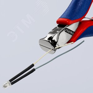 Кусачки торцевые для электроники режущие кромки с маленькой фаской под 15° с пружиной рез: мягкая проволока 15 мм проволока средней твёрдости 1 мм твёрдая проволока 05 мм L-120 мм зеркальная полировка двукомпонентные рукоятки - фото 6