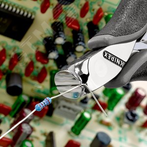 Кусачки торцевые ESD для электроники антистатические режущие кромки с маленькой фаской под 15° с пружиной рез: мягкая проволока 15 мм проволока средней твёрдости 1 мм твёрдая проволока 05 мм L-120 мм зеркальная полировка двукомпонентные рукоятки - фото 4