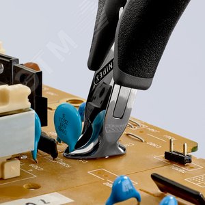 Кусачки торцевые ESD для электроники антистатические режущие кромки с маленькой фаской под 15° с пружиной рез: мягкая проволока 15 мм проволока средней твёрдости 1 мм твёрдая проволока 05 мм L-120 мм зеркальная полировка двукомпонентные рукоятки - фото 5